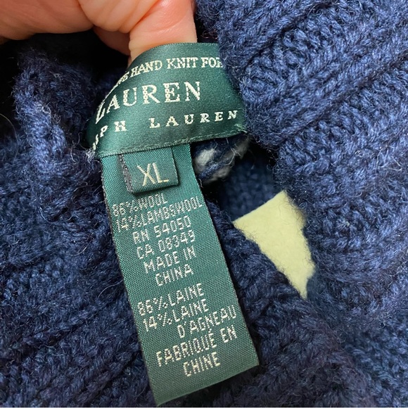 Lauren Ralph Lauren hand knit dog sled roll collar sweater vintage - Picture 7 of 7